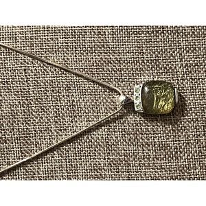 Gold and Silvertone Hammered Pendant on silvertone chain